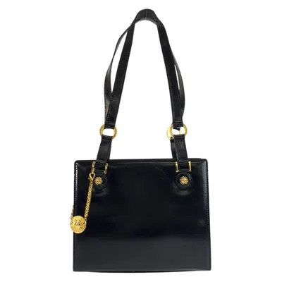 Versace Sunburst Black Enamel Shoulder Tote