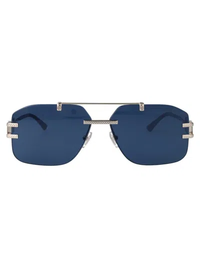 Versace Silver Blue Metal Sunglasses