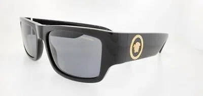 Pre-owned Versace Sunglasses 4385 Gb1/81 56mm Black Frame With Grey Polarised Lenses In Gray