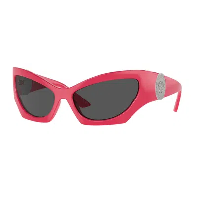 Versace Sunglasses Cat Eye Full Rim, Pink Frame And Dark Grey Lens Ve4450541787