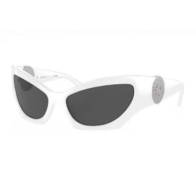 Versace Sunglasses Cat Eye Full Rim, Pink Frame And Dark Grey Lens Ve4450541787 In White