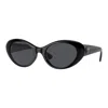 Versace Sunglasses Oval Full Rim, Black Frame And Dark Grey Lens Ve4455ugb1/87 In Black