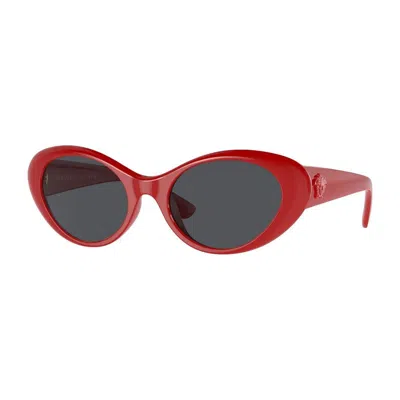 Versace Sunglasses Oval Full Rim, Black Frame And Dark Grey Lens Ve4455ugb1/87 In Red