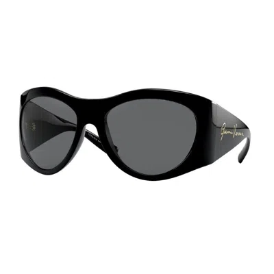 Versace Sunglasses Oval Full Rim, Black Frame And Grey Lens Ve4392gb1/87