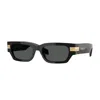 Versace 53mm Plaque Rectangular Sunglasses In Black