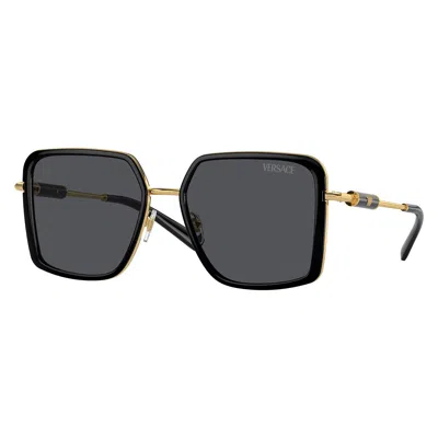 Versace Sunglasses Square Full Rim, Black Frame And Dark Grey Lens Ve2261100287