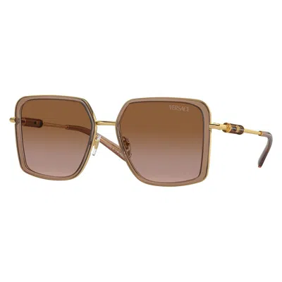 Versace Sunglasses Square Full Rim, Black Frame And Dark Grey Lens Ve2261100287 In Brown