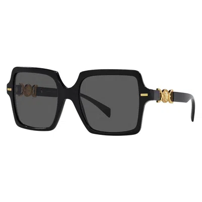 Versace Sunglasses Square Full Rim, Black Frame And Dark Grey Lens Ve4441gb1/87