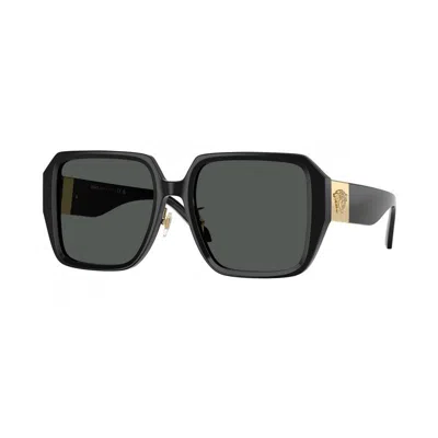 Versace Sunglasses Square Full Rim, Black Frame And Dark Grey Lens Ve4472dgb1/87