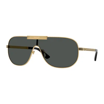 Versace Sunglasses Square Full Rim, Gold Frame And Grey Lens Ve22931002/87 In Purple