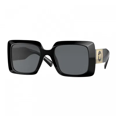 Versace Sunglasses Square Full Rim, Havana Frame And Dark Brown Lens Ve4405108/73 In Black