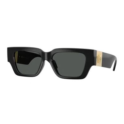 Versace Sunglasses Square Full Rim, Shiny Black Frame And Grey Lens Ve4497ugb1/87