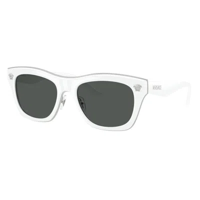 VERSACE SUNGLASSES SQUARE FULL RIM, WHITE FRAME AND DARK GREY LENS VE2272314/87