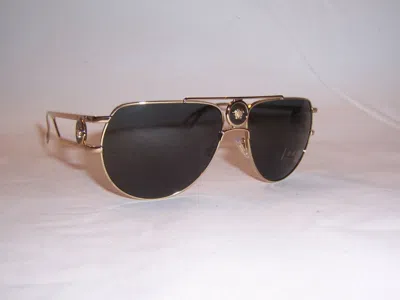 Pre-owned Versace Sunglasses Ve 2225 100287 Gold/gray 60mm Authentic