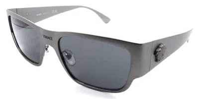Pre-owned Versace Sunglasses Ve 2262 1262/87 56-18-140 Gunmetal / Dark Grey Made In Italy In Gray