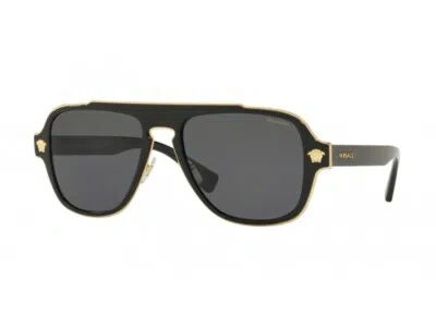 Pre-owned Versace Sunglasses Ve2199 Medusa Charm 100281 Black Polar Grey In Gray