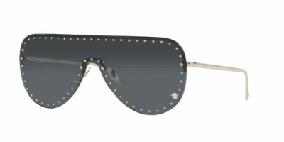Pre-owned Versace Sunglasses Ve2230b 125280 45mm Pale Gold / Dark Blue Lens