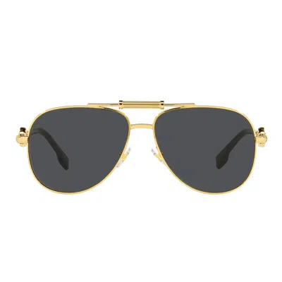 Versace Sunglasses Ve2236 100287 Gold/dark Gray Unisex In Red