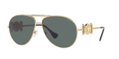 Pre-owned Versace Sunglasses Ve2249 100281 65mm Gold / Polar Grey Lens In Gray