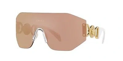 Pre-owned Versace Sunglasses Ve2258 10027j 45mm White / Dark Brown Mirror Rose Lens