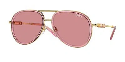 Pre-owned Versace Sunglasses Ve2260 100284 60mm Pink Transparent / Pink Lens