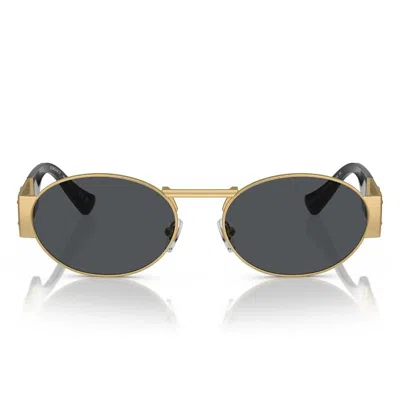 Versace Sunglasses Ve2264 100287 Gold/dark Gray Unisex In White