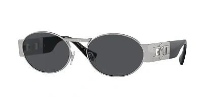 Pre-owned Versace Sunglasses Ve2264 151387 56mm Silver / Dark Grey Lens In Gray