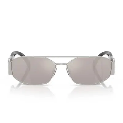 Versace Sunglasses Ve2287 1000 Ap Silver/platinum Mirrored Transparent Men In Gray