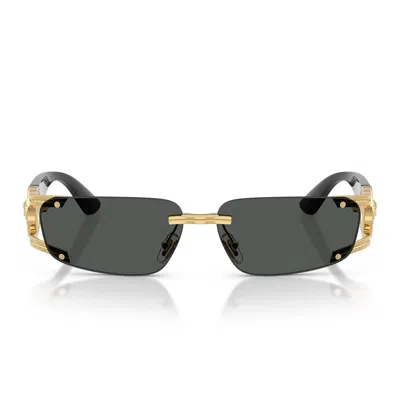 Versace Sunglasses Ve2291 100287 Gold/dark Gray Men's In Multi