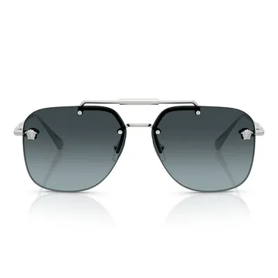 Versace Sunglasses Ve2296 1000 V1 Silver/blue Gradient Women In Green