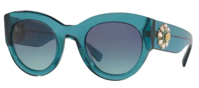 Pre-owned Versace Sunglasses Ve4353bm 53164s 51mm Trans Turquoise/azure Gradient Dark Blue