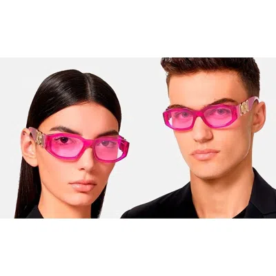 Pre-owned Versace Sunglasses Ve4361 5334/5 Transparent Fuxia Pink Medusa Biggie In Clear