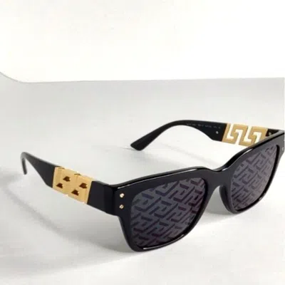 Pre-owned Versace Sunglasses Ve4421 Gb1/f Black Monogram Blue Lens