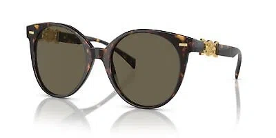Pre-owned Versace Sunglasses Ve4442f 108-3 55mm Havana / Brown Lens