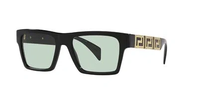 Pre-owned Versace Sunglasses Ve4445 Gb1m1 54mm Black / Photo Green Lens