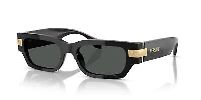 Pre-owned Versace Sunglasses Ve4465 Gb187 53mm Black / Dark Grey Lens In Gray