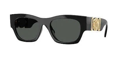 Pre-owned Versace Sunglasses Ve4479u Gb187 52mm Black / Dark Grey Lens In Gray