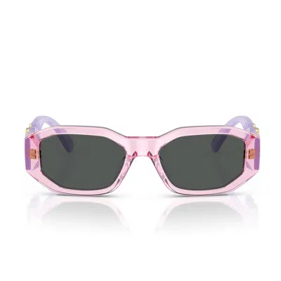 Versace Sunglasses Vk4429 U 552687 Biggie Lavender Transparent/dark Grey Kids In Pink