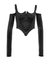 Versace Suspender Long-sleeved Blouse In Black
