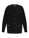 Versace Boxy Wool And Cashmere Cardigan Women In Black