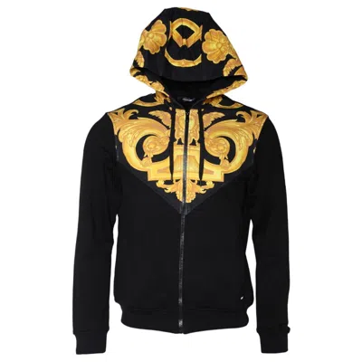 Pre-owned Versace Sweater Black Medusa Print Cotton Full Zip Hoodiesweatshirt S. M 1380usd