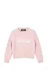 Versace Embroidered-logo Knitted Jumper In Rose