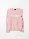 Versace Logo Embroidery Sweater In Pink