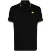 Versace Black Polo Shirt With Classic Collar And Medusa Embroidery