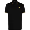 Versace Black Polo Shirt With Classic Collar And Medusa Embroidery On The Front