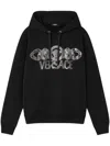 Versace Intricate Logo Print Sweatshirt With Kangaroo Pocket In Black