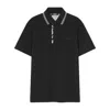 Versace Black Logo-embroidered Polo Shirt In Black