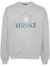 Versace Medusa Head-print Cotton Sweatshirt In Grigio Melange Chiaro
