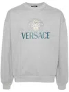 Versace Medusa Head-print Cotton Sweatshirt In Grigio Melange Chiaro