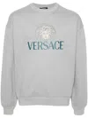 Versace Medusa Head-print Cotton Sweatshirt In Grigio Melange Chiaro